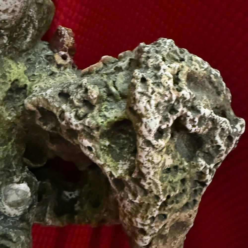 synthetic aquarium decor designed to look like a coral reef
